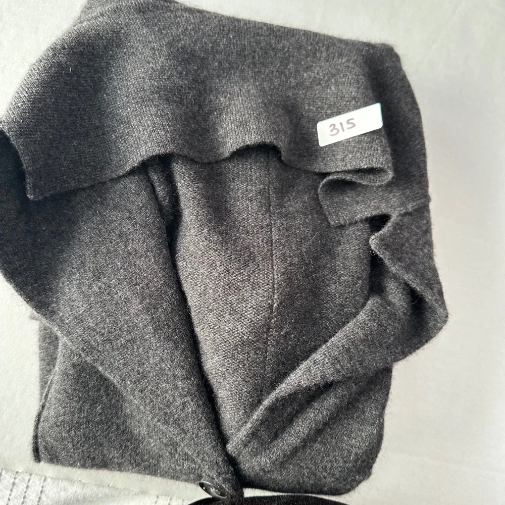 Kinross Cashmere Cardigan Sweater Womens Medium Gray Button Front Blazer Jacket